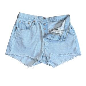 Levi's Women's 501 Cut Off High Waist Shorts Button Fly Light Wash 90s Style 28